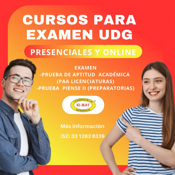 Cursos examen de admision UDG preparatorias y licenciaturas ( Piense II y PAA)